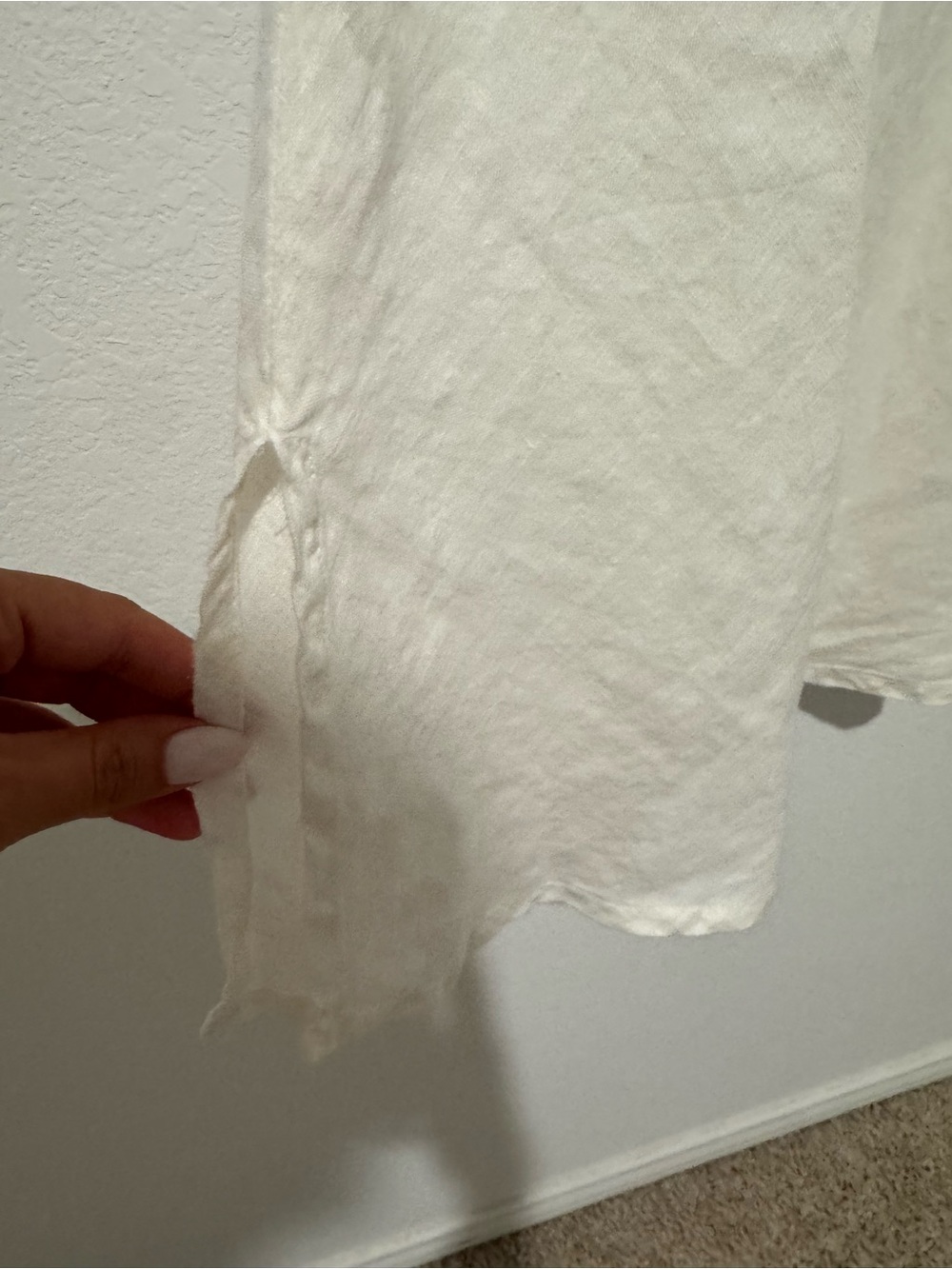 FLAX 100% Linen White Slip Dress Knee Length Minimalist Lightweight - Picture 3 of 9